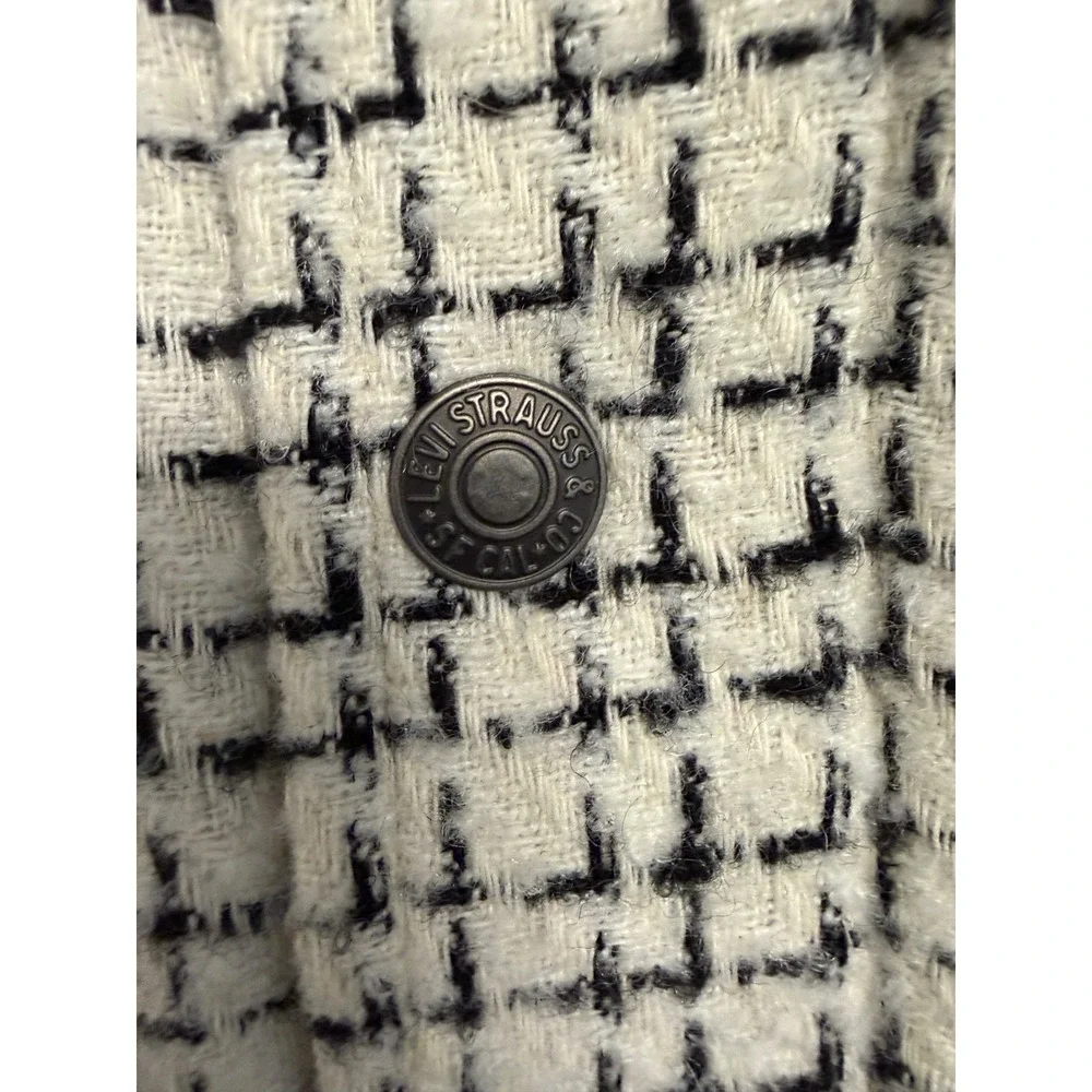 Levis Men's Tweed Black White Grid Trucker Jacket Size M